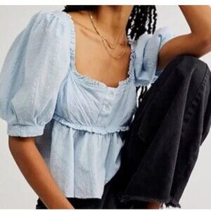 Free People - Leave It To Me Blouse Top - Cool Air - Small - Worn 1 Time